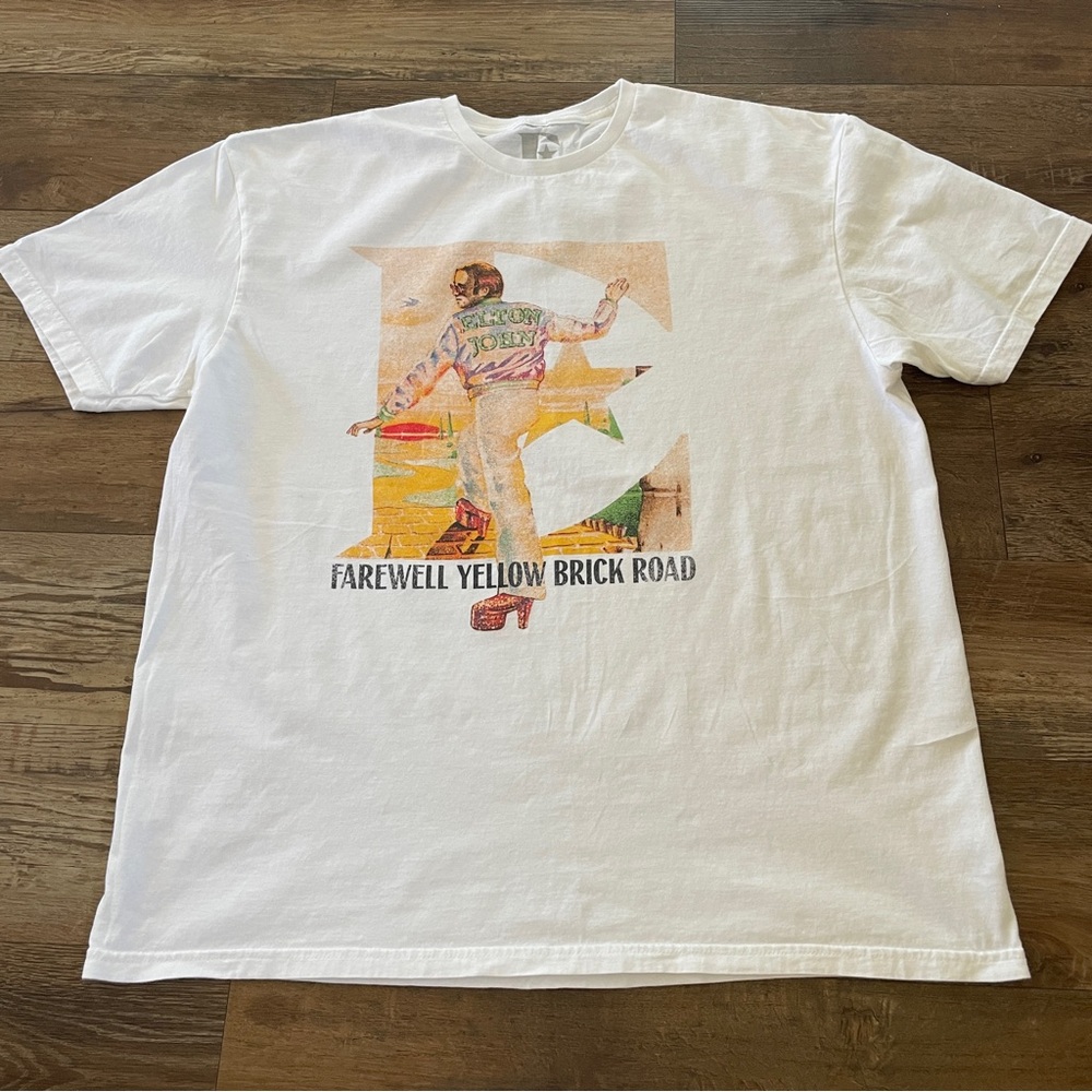 Elton John Farewell Yellow Brick Road White concert T-Shirt XL